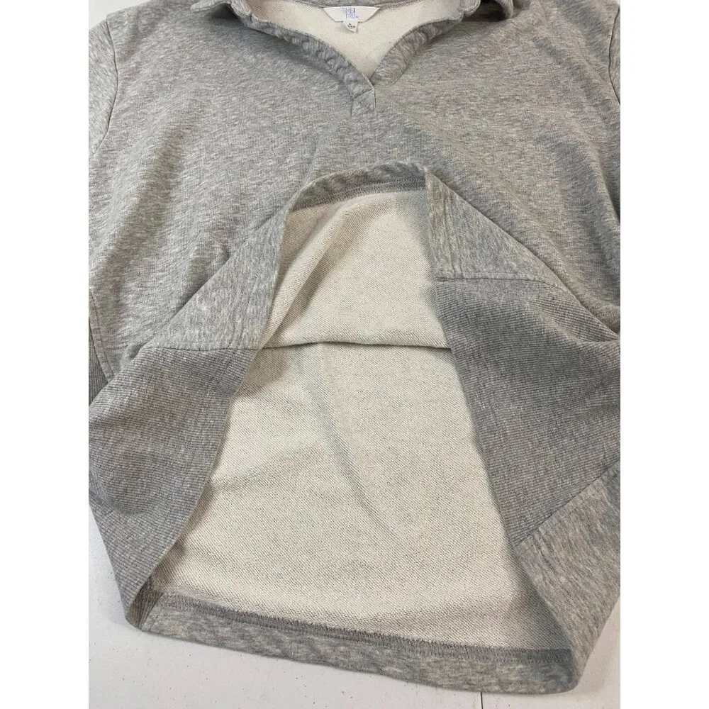 Time and Tru Womens Gray Split Neck Pullover Sweatshirt Top Size L 12-14 - Picture 3 of 11